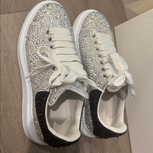 White & Black Crystal Covered Alexander McQueen Oversized Sneaker size 37.5 - Picture 9 of 9